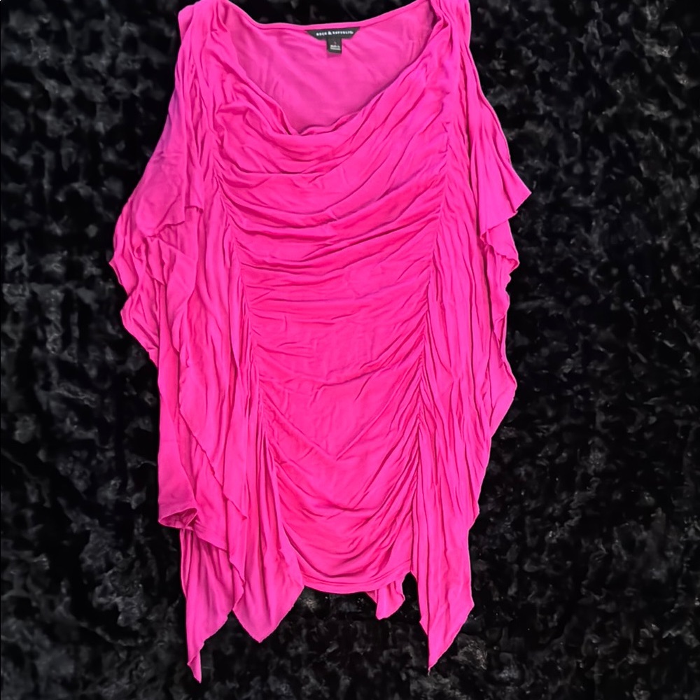 Rock & Republic Pink flowy Ruched Sleeveless Blouse